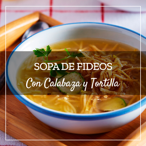 Sopa de Fideos con Calabaza y Tortilla