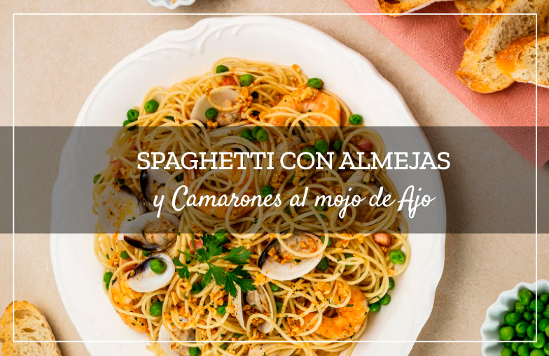 Spaghetti con Almejas y Camarones al Mojo de Ajo